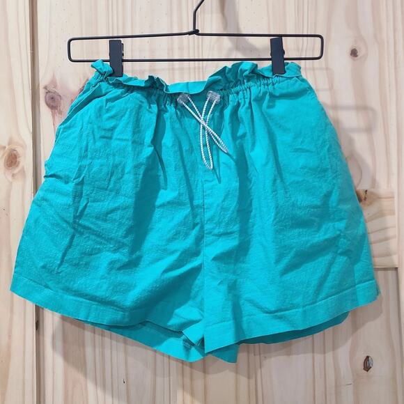 BCBGeneration Pants - BCBGeneration Paper Bag Shorts Drawstring Teal Womens M Comfort Beachy Gorpcore